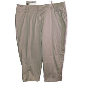 Mossimo Womens Plus Size Cotton Blend Casual Tan Khaki Cropped Capri Pants 24W
